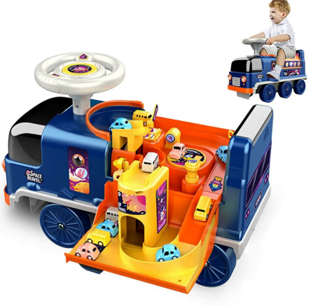 Carro Montable Espacial de Aventura 2 en 1 con Pista Tobogán y Sonidos Interactivos.