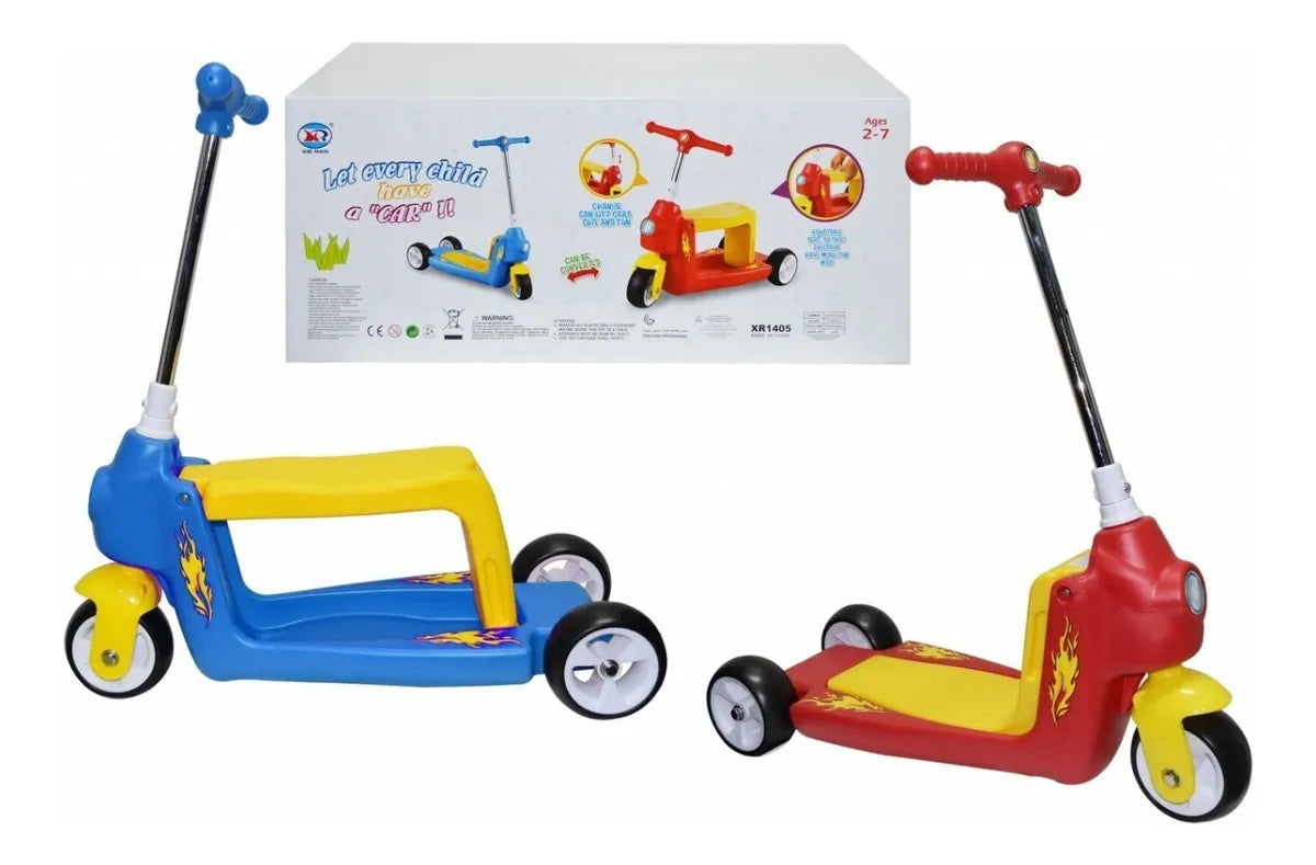 🛴 Monopatín y Montable 2 en 1 de 3 Ruedas Convertible